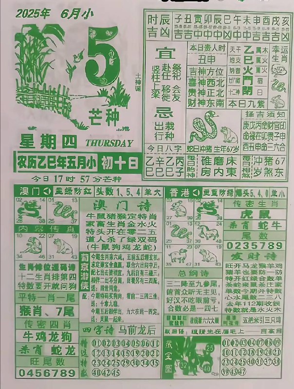 2025年6月5日，五月初十，星期