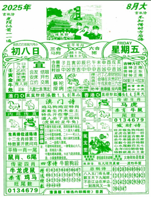2025年8月1日，七月初八，星期五2025年8月1日，七月初八，星期五