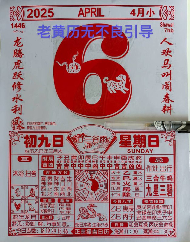 2025年4月5日，三月初九，星期日2025年4月5日，三月初九，星期日