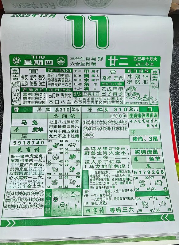 2025年12月11日.十月甘二，星期四2025年12月11日.十月甘二，星期四