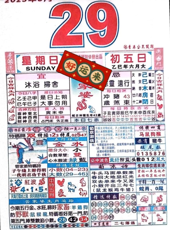 2025年6月29日，六月初五，星期日2025年6月29日，六月初五，星期日