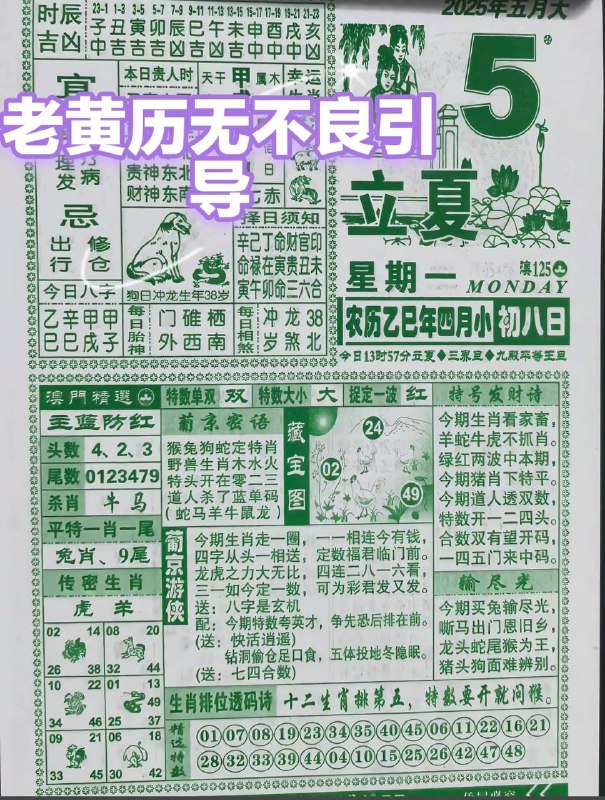 2025年5月5日，四月初八，星期1️⃣2025年5月5日，四月初八，星期1️⃣