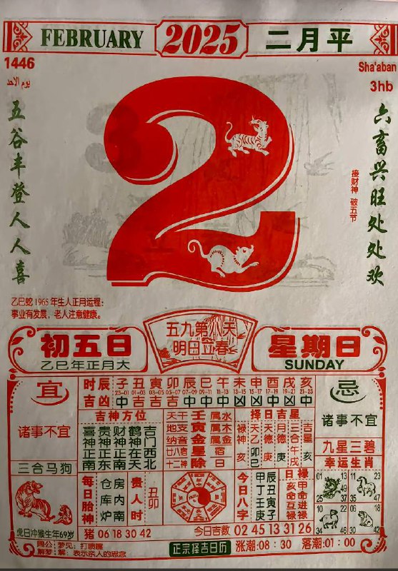 2025年2月2日正月初五星期六2025年2月2日正月初五星期六