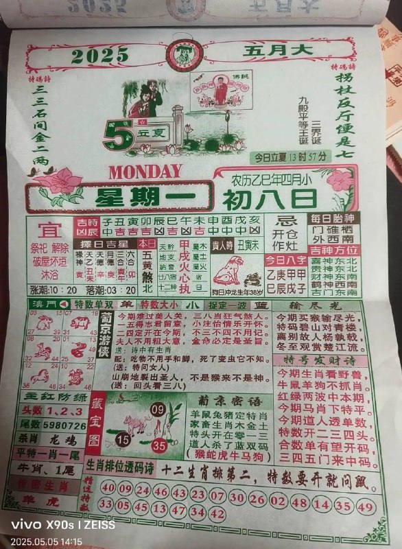 2025年5月5日，四月初八，星期1️⃣2025年5月5日，四月初八，星期1️⃣