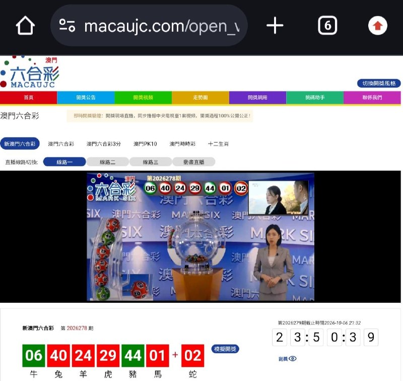 新澳门六合彩第:2026278期开奖结果:06  40  24  29  44  01  02牛  兔  羊  虎  豬  馬  蛇🟢 🔴 🔴 🔴 🟢 🔴 🔴
