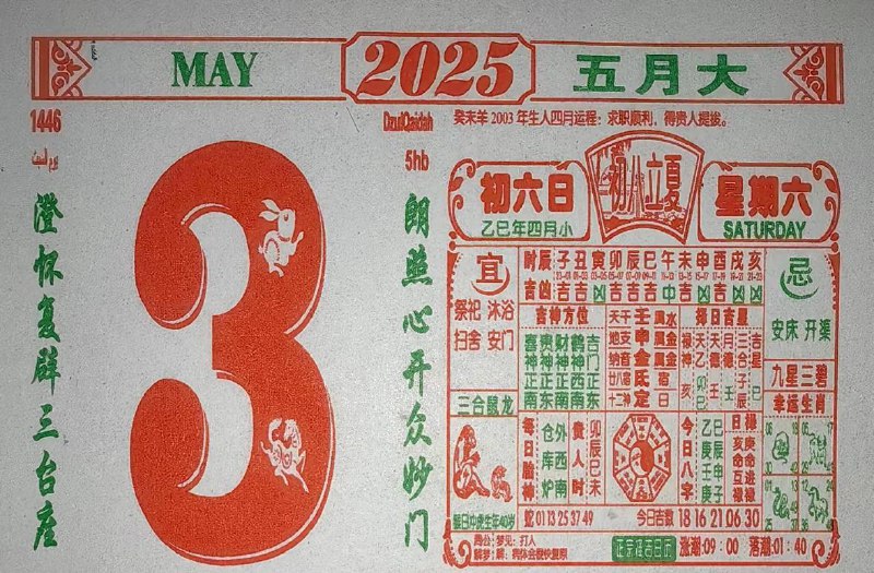 2025年5月3日，四月初六，星期6️⃣2025年5月3日，四月初六，星期6️⃣